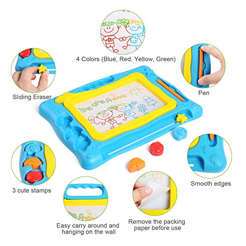 BelleStyle Tablero de Dibujo Magnético, Colorido Borrable Tablero de Garabatos Bosquejo Escribir Pizarras Magnéticas Juguete Educativo para Pequeños Niños Niñas, Tamaño de Viaje (Azul)