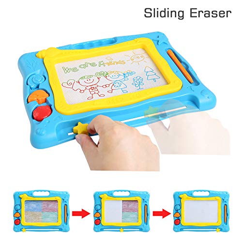 BelleStyle Tablero de Dibujo Magnético, Colorido Borrable Tablero de Garabatos Bosquejo Escribir Pizarras Magnéticas Juguete Educativo para Pequeños Niños Niñas, Tamaño de Viaje (Azul)