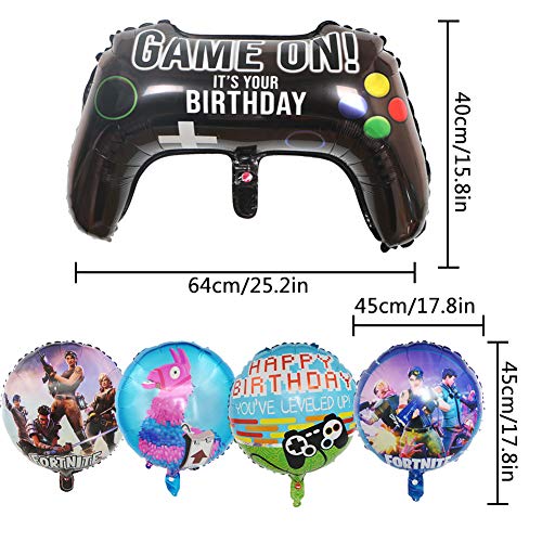 BESLIME 12 Packs Video Game Party Balloons, 23.6 x 15.7 Inch Game on Balloons Video Game Controller Aluminum Foil Balloon for Birthday Party and Game Party Decoration