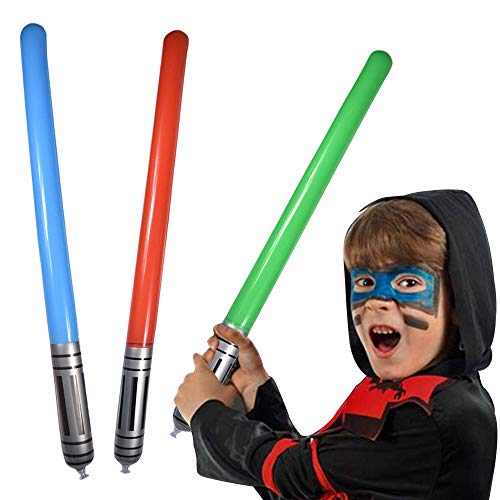 BESLIME Inflatable Props Set - Inflatable Sticks Pirate Sword Stick Star Wars Lightsaber Sword Stick Caveman Club Children's Toy Primal Human Cosplay (Random Color)