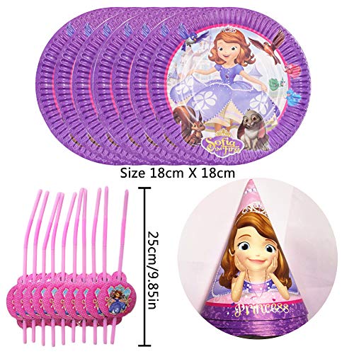 BESLIME Party Vajilla Princesse - 60 Pcs Princesse Artículos de Fiesta Party Vajilla Platos Tazas Servilletas Mantel,Feliz cumpleaños Decoraciones Suministros Fiestas Regalos Tema - 8 Invitados