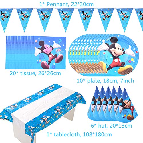 BESLIME Set de Fiesta de Cumpleaños, Cumpleaños Vajilla Set de Fiesta Kids Birthday, Plato, Servilleta de Papel, Cuchillo, Tenedor, Taza, Mantel, Paja para Niños Baby Shower - 78 Piezas