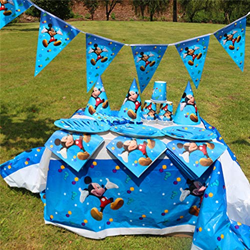 BESLIME Set de Fiesta de Cumpleaños, Cumpleaños Vajilla Set de Fiesta Kids Birthday, Plato, Servilleta de Papel, Cuchillo, Tenedor, Taza, Mantel, Paja para Niños Baby Shower - 78 Piezas