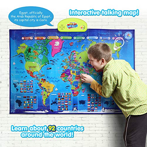 BEST LEARNING i-Poster mi Mapa Interactivo del Mundo - Juguete Educativo parlante para niños y niñas de 5 a 12 años de Edad (Versión en inglés)