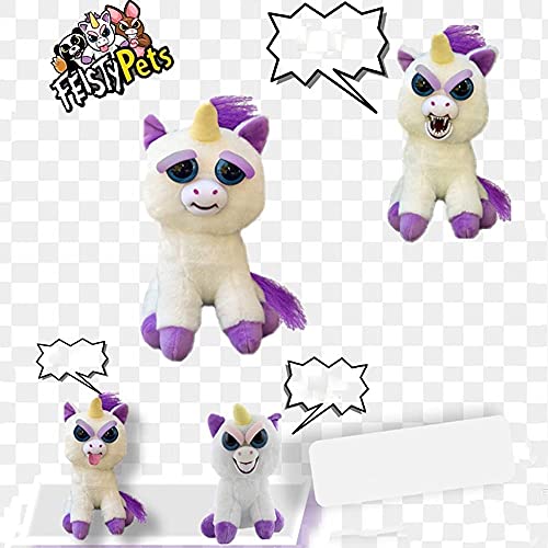 BESTWALED Feisty Pets Cambio De Cara Felpa Juguete Muñeca De Peluche Corta Muñecas para Niños Y Niñas Automático Juguetes De Niños Botón De Control Cambiará De Cara, Unicorn