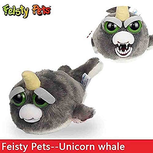 BESTWALED Feisty Pets Cambio De Cara Felpa Juguete Muñeca De Peluche Corta Muñecas para Niños Y Niñas Automático Juguetes De Niños Botón De Control Cambiará De Cara, Unicorn Whale