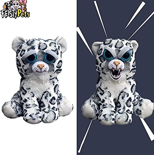 BESTWALED Feisty Pets(Snow Leopard,Unicorn) Cambio De Cara Felpa Juguete Muñeca De Peluche Corta Muñecas para Niñas Juguetes De Niños Botón De Control Cambiará De Cara, Snow Leopard