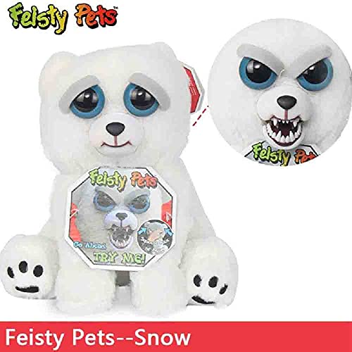 BESTWALED Feisty Pets(Snow Leopard,Unicorn) Cambio De Cara Felpa Juguete Muñeca De Peluche Corta Muñecas para Niñas Juguetes De Niños Botón De Control Cambiará De Cara, Snow