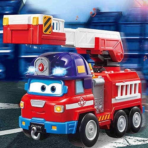 BESTWALED Juguete De Niño Super Alas Juego De Juguetes Sparky Camión De Bomberos Luz Y Sonido Robot Creatividad Regalo Juguetes De Niños Serie Super Wing Temporada 5 Regalos De Cumpleanos