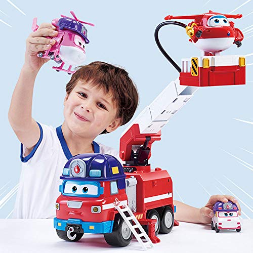 BESTWALED Juguete De Niño Super Alas Juego De Juguetes Sparky Camión De Bomberos Luz Y Sonido Robot Creatividad Regalo Juguetes De Niños Serie Super Wing Temporada 5 Regalos De Cumpleanos