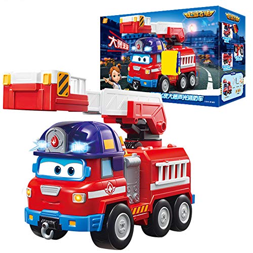 BESTWALED Juguete De Niño Super Alas Juego De Juguetes Sparky Camión De Bomberos Luz Y Sonido Robot Creatividad Regalo Juguetes De Niños Serie Super Wing Temporada 5 Regalos De Cumpleanos