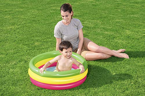 BESTWAY 51128 - Piscina Hinchable Infantil Summer 70 x 24 cm Estructura 3 Anillos y Suelo Hinchable Colores Para Niños Mayores de 2 Años Capacidad 41 Litros