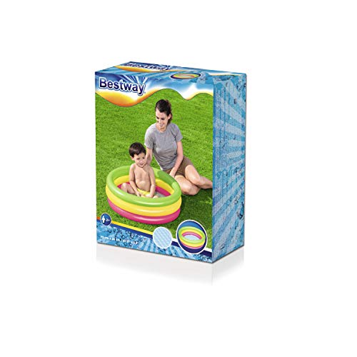 BESTWAY 51128 - Piscina Hinchable Infantil Summer 70 x 24 cm Estructura 3 Anillos y Suelo Hinchable Colores Para Niños Mayores de 2 Años Capacidad 41 Litros