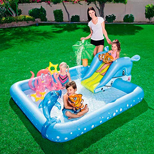 Bestway 53052 - Piscina Hinchable Infantil Acuario 239x206x86 cm con Tobogán