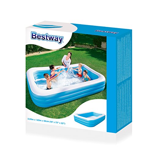 Bestway 54009 Piscina Hinchable Infantil Rectangular, Azul 305cm x 183cm x 56cm