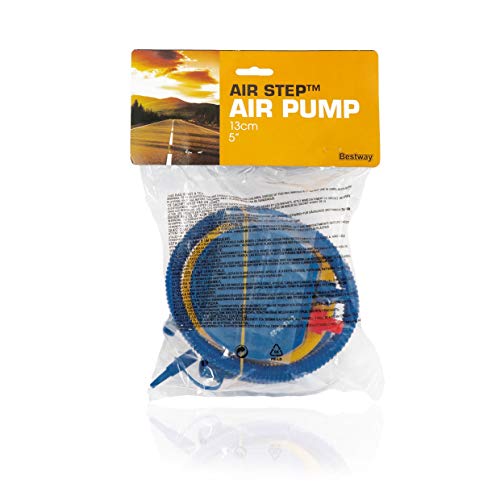 BESTWAY 62007 - Inflador De Pie Air Step Air Pump 13 cm con Movimientos de Arriba a Abajo con Manguera Flexible, Incluye Boquillas para Diferentes Válvulas