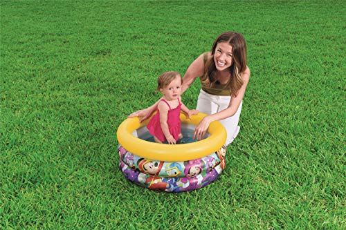 BESTWAY 91018 - Piscina Hinchable Infantil Mickey and the Roadster Racers Baby 70x30 cm Colores Brillantes Estructura 3 Anillos con Válvulas de Inflado Rápido