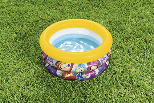 BESTWAY 91018 - Piscina Hinchable Infantil Mickey and the Roadster Racers Baby 70x30 cm Colores Brillantes Estructura 3 Anillos con Válvulas de Inflado Rápido