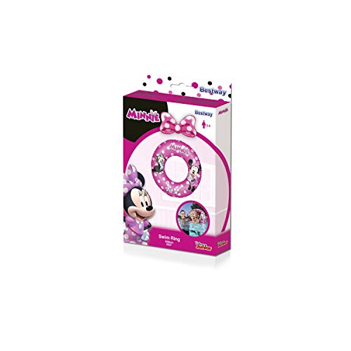 BESTWAY 91040 - Flotador Hinchable Infantil Minnie Mouse 56 cm Vinilo Resistente con Válvula de Seguridad y Diseño Rosa Brillante Para Niños Mayores de 3 Años