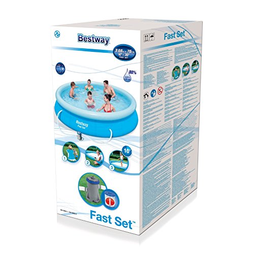 Bestway Fast Set 57274 - Piscina (Piscina hinchable, Círculo, 5377 L, Azul, 61 cm, PVC)