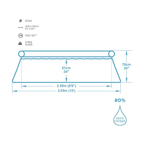 Bestway Fast Set Piscina Desmontable Autoportante, 305 x 76 cm