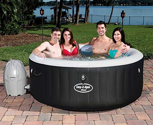 Bestway Lay-Z-SPA Jacuzzi Hinchable Miami AirJet para hasta 4 Personas, Redondo, Negro, 180 x 66 cm