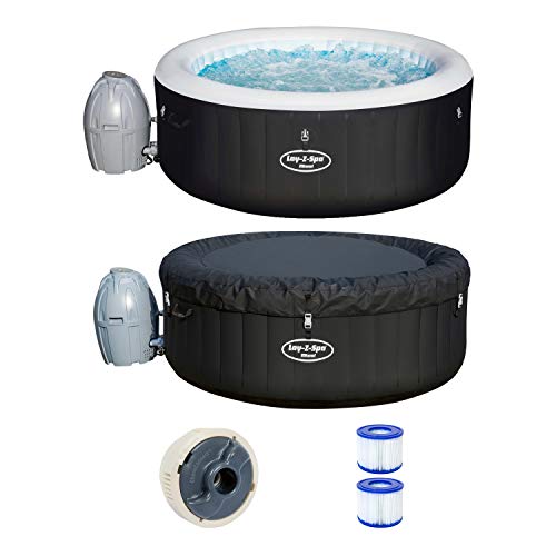 Bestway Lay-Z-SPA Jacuzzi Hinchable Miami AirJet para hasta 4 Personas, Redondo, Negro, 180 x 66 cm