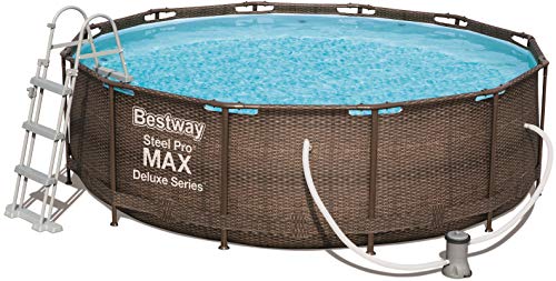 Bestway Steel ProMAX Deluxe Series Pool Set Juego de Piscina con Marco de Acero con Bomba de Filtro, marrón, 366 x 100 cm