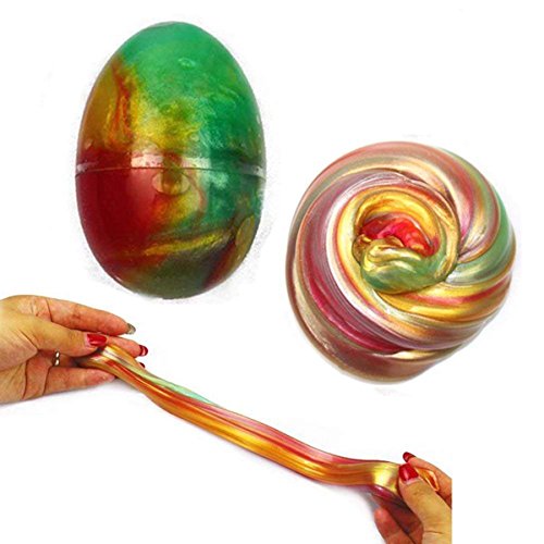 BESTZY Slime Fluffy Huevo Slime Kit - 3 Slime de Galaxy y 1 Arcilla de Perla con rodajas de Fruta, Suave y no pegajosa, niños y niñas