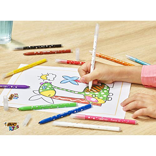 BIC Kids Colour & Erase Magic Rotuladores - Colores Surtidos, Blíster de 12 Unidades