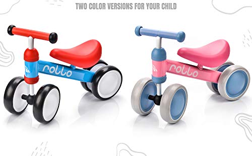 Bicicleta sin Pedales para Niños 1-5 años hasta 20 kg Ultraligera Mini Bici Bebés Infantil Andadores Bebé Equilibrio con Sillín y Manilar Regulable Ruedas bombeadas First Bike (Rollo Blue/Red)