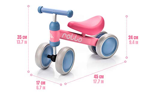 Bicicleta sin Pedales para Niños 1-5 años hasta 20 kg Ultraligera Mini Bici Bebés Infantil Andadores Bebé Equilibrio con Sillín y Manilar Regulable Ruedas bombeadas First Bike (Rollo Blue/Red)