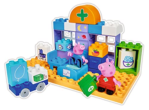 Big 800057144 Maletín Médico Bloques de Construcción Pig, 32 Piezas, Incluye Figuras de Peppa y George, Adecuado a Partir de 18 Meses