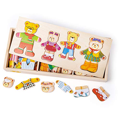 Bigjigs Toys Madera - Vestir a la Familia Oso