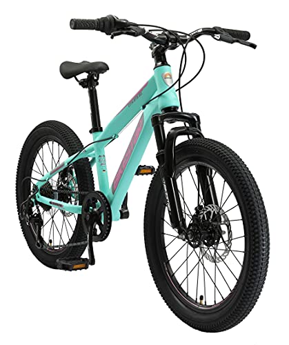 BIKESTAR Bicicleta de montaña Juvenil 20 Pulgadas de 6 a 9 años | Bici niños Cambio Shimano de 7 velocidades, Freno de Disco, Horquilla de suspensión | Menta