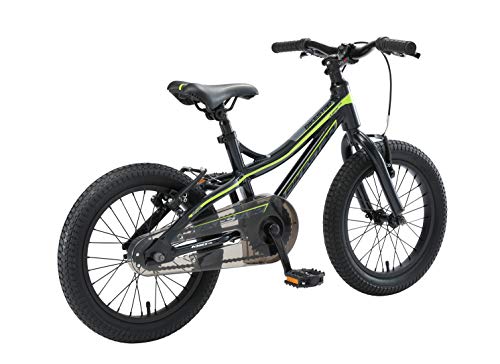 BIKESTAR Bicicleta Infantil Aluminio para niños y niñas a Partir de 4 años | Bici 16 Pulgadas con Freno en V | 16" Bici de montaña | Negro Verde