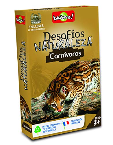 Bioviva Juego de Cartas Dino Challenge, Color Verde (Asmodee DIN01) + Juego de Cartas Desafíos Naturaleza Carnívoros (Asmodee 307) , Color/Modelo Surtido