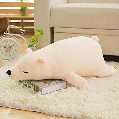 Bjhneq Lindas Sentadillas Oso Polar Almohada Almohada Perezoso Dormir Oso Peluche Almohada Divertido Regalo Animal Peluche Juguete Blanco, niño niña Regalo 70 cm