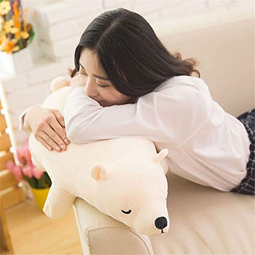 Bjhneq Lindas Sentadillas Oso Polar Almohada Almohada Perezoso Dormir Oso Peluche Almohada Divertido Regalo Animal Peluche Juguete Blanco, niño niña Regalo 70 cm