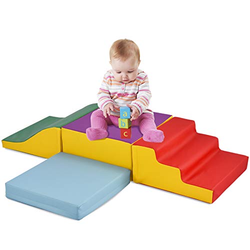 Bloques de Espuma de Construcción,Bloques de Espuma Tobogán,Juego de Actividades de Escalada y rastreo Juego Interactivo Ligero y Seguro para niños pequeños y preescolares Juego de Interior 4 Piezas.