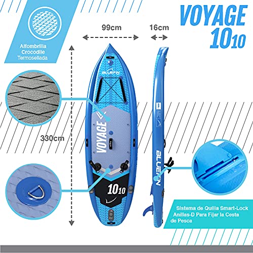 Bluefin SUP Pack Voyage 10'10" Nevera Portátil/La Activity Sup Hinchable Definitiva/Estabilidad Extra / 20% Más Ancha/Bandas Laterales / 2X Soportes para Caña de Pesca/Garantía 5 Años