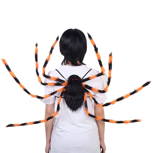 Bolsa gigante para disfraz de araña, para Halloween, mochila de golosinas, 35.5 pulgadas / 50 pulgadas, patas de araña negra para niños y niñas