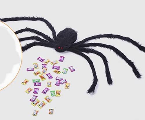 Bolsa gigante para disfraz de araña, para Halloween, mochila de golosinas, 35.5 pulgadas / 50 pulgadas, patas de araña negra para niños y niñas