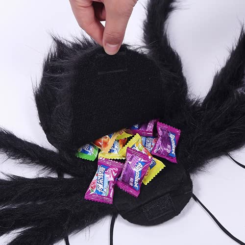 Bolsa gigante para disfraz de araña, para Halloween, mochila de golosinas, 35.5 pulgadas / 50 pulgadas, patas de araña negra para niños y niñas