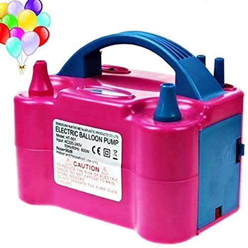 Bomba de Globos Electrico, Bomba de Aire Eléctrica Para Globos 600w Portátil, Modo Automático y Semiautomático, Doble Boquilla Infladora/Ventilador para Cumpleaños, Fiestas, Bodas