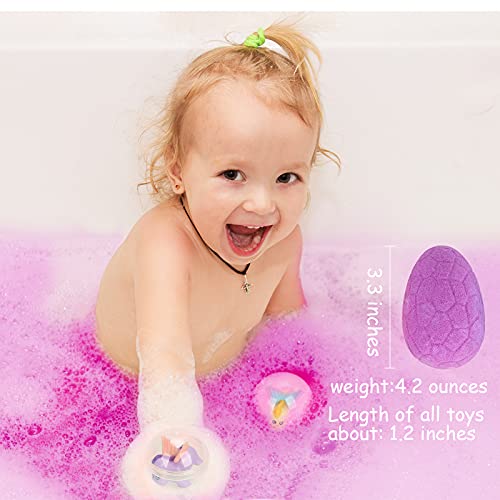 Bombas de Baño para Niños y Niñas con Sorpresa en el Interior, 6 Piezas de Huevos Coloridos Hechos a Mano, Bombas de Baño con Natural, Unicornio Flamenco Juguetes para Niñas Niños Cumpleaños Pascua