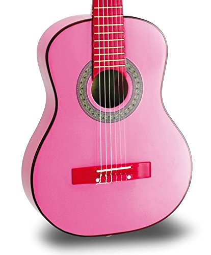 Bontempi GSW 7571/S - Guitarra de madera con la correa y pegatinas, color rosa, 75 cm