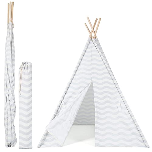 boppi Tipi Tienda Infantil Grande De Juego para Jardin O Interior De Madera Y Lona- Gris