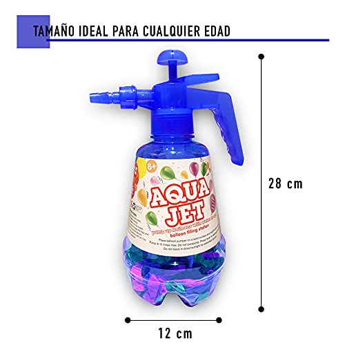 Botella con Hinchador para Globos de agua. Globos de Agua para Fiestas. Llenado fácil y Rápido. Botella de 1,5 Lts. Y 100 Globos. Juegos de agua Divertidos. Water Balloons. (AZUL)