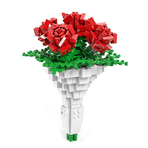 BOUN Bloque de Construcción de Flores Rosa, Botanical Ramo de Flores Set de Construcción Compatible con Lego 10280, 474 Piezas